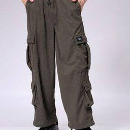 Men Wide Leg Fit Utility Corduroy Cargo Joggers-image-9