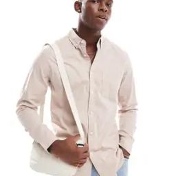 Slim Fit Stretch Oxford Shirt with Patch Pocket-image-5