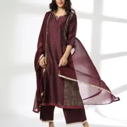 avaasa set Women Printed Straight Kurta with Pants & Dupatta-picture-2