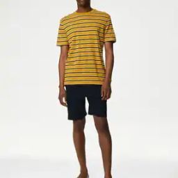 Men Striped Lounge T-Shirt & Shorts Set-picture-19