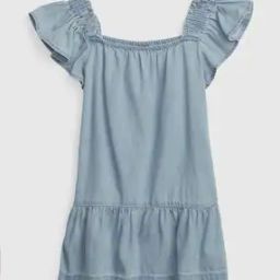 Denim Dress with Ruffle Accent-image-77