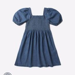 Smocked Fit & Flare Denim Dress-image-58