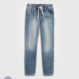 Boys Light-Wash Slim Fit Jeans with Drawstring Waist-image-8
