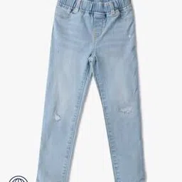 Girls Lightly Washed Distressed Skinny Fit Jeggings-image-84