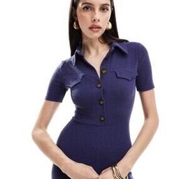 Women Ribbed Short Sleeve Flared Jumpsuit-image-25