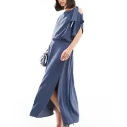 Women Tie-Shoulder Midi Blouson Dress-image-39