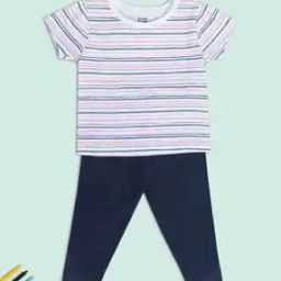 Striped Crew-Neck T-Shirt with Pants-image-53