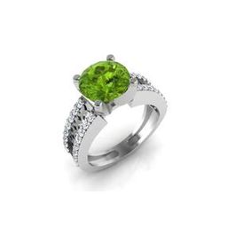 White Gold Peridot Studded Aadi Solitaire Ring-image-1