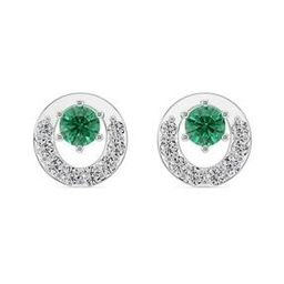 Women White Gold Lab Grown Diamond-Studded Stud Earrings-image-64
