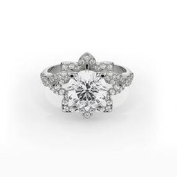 Women White Gold Sunflower Lab Grown Diamond Ring-image-52