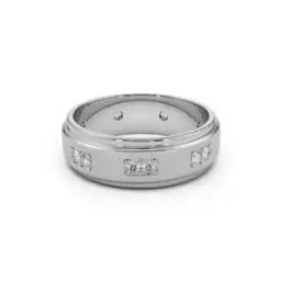 Men White Gold Tezz Lab Grown Diamond- Studded Band Ring-image-89