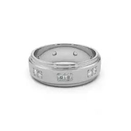 Men White Gold Tezz Lab Grown Diamond- Studded Band Ring-image-81