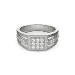 Men White Gold Vespa Lab Grown Diamond-Studded Band Ring-image-58