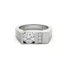 Men Classic Round Solitaire Wedding Lab Grown Diamond Band Ring-image-23