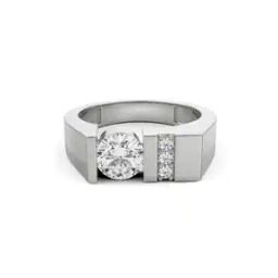 Men Classic Round Solitaire Wedding Lab Grown Diamond Band Ring-image-24