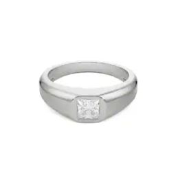 Men White Gold Lab Grown Diamond-Studded Band Ring-image-69