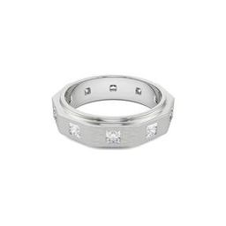 Men White Gold Lab Grown Diamond-Studded Band Ring-image-42