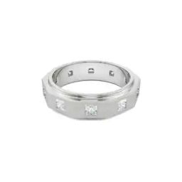 Men White Gold Lab Grown Diamond-Studded Band Ring-image-98