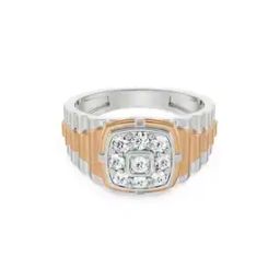 Men White Gold Vintage Lab Grown Diamond-Studded Band Ring-image-83