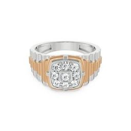 Men White Gold Vintage Lab Grown Diamond-Studded Band Ring-image-84