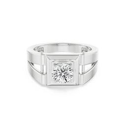 Men White Gold Brandon Bold Lab Grown Diamond-Studded Band Ring-image-97