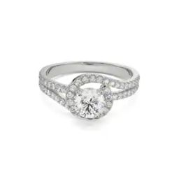 Women White Gold Twisted Lab Grown Diamond-Studded Bnad Ring-image-12