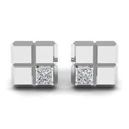Men White Gold Lab Grown Diamond-Studded The Quadra Stud Earrings-image-65