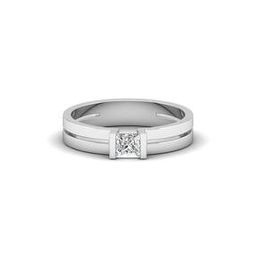 Men White Gold Lab Grown Diamond-Studded Solitaire Band Ring-image-123