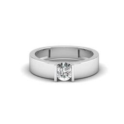 Men White Gold Lab Grown Diamond-Studded Solitaire Band Ring-image-59