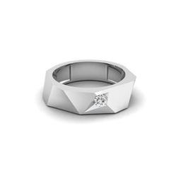 Men White Gold Lab Grown Diamond-Studded Band Ring-image-114