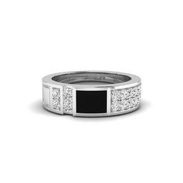 Men White Gold Lab Grown Diamond-Studded Band Ring-image-91