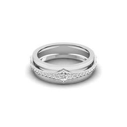 Men White Gold Lab Grown Diamond-Studded Lumen Band Ring-image-74