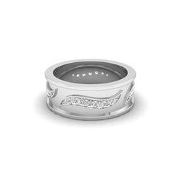 Men White Gold Lab Grown Diamond-Studded Cascade Band-image-6