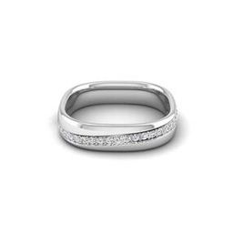 Men White Gold Lab Grown Diamond-Studded Band Ring-image-82