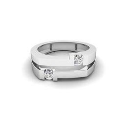 Men White Gold Lab Grown Diamond-Studded The Parallel Ring-image-86