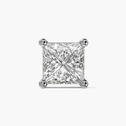 Men White Gold Lab Grown Diamond Regal Princess Cut Stud Earrings-image-65