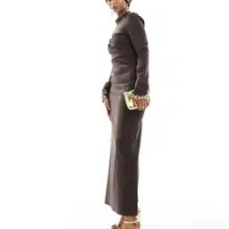 Women High Neck Twist-Front Maxi Dress-image-41