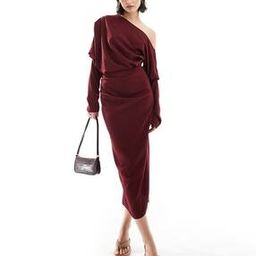 Slouchy Fallen Shoulder Midi Dress-image-4