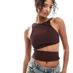 Ribbed Asymmetric Vest Top with Cut-Out-image-56