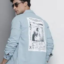 Denim Trucker Jacket with Back Print-picture-8