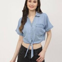 madame Women Relaxed Fit Knotted Shirt with Flap pocket-picture-25