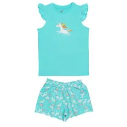 Unicorn Print T-shirt & Shorts Set-image-50