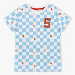 Checked Crew-Neck T-Shirt with Applique-image-43