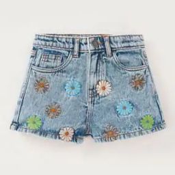 Girls Embroidered Regular Fit Denim Shorts-picture-27