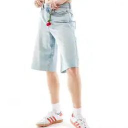 Women Baggy Longline Denim Shorts-image-4