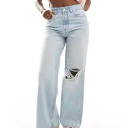 Mid-Wash Dad Jeans with Knee Rip-image-27