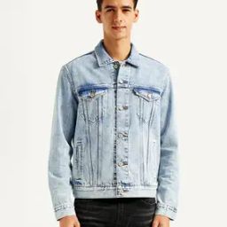 Men Washed Regular Fit Denim Jacket with Flap Pockets-picture-41