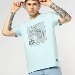 Men Graphic Print Regular Fit Crew-Neck T-Shirt-image-8
