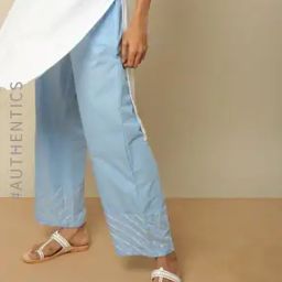Gota Patti Embroidered Cotton Straight Pants-image-35