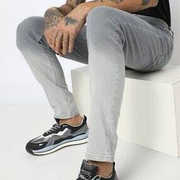 Acid-Wash Distressed Slim Jeans-image-4